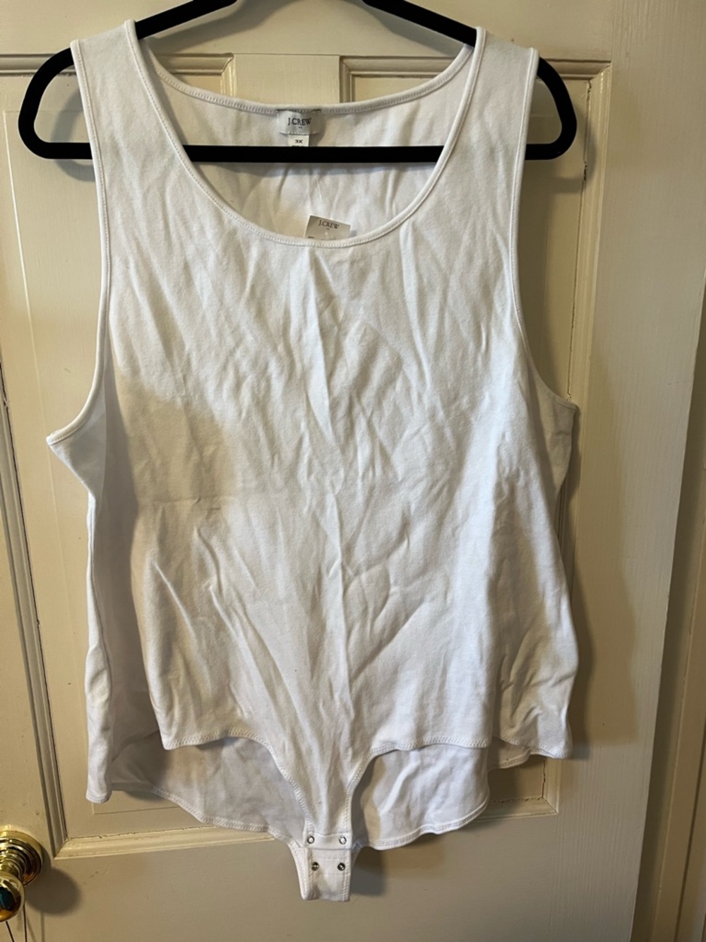 J. Crew NWT White Sleeveless Scoop-Neck Cotton-blend Bodysuit, size 3X